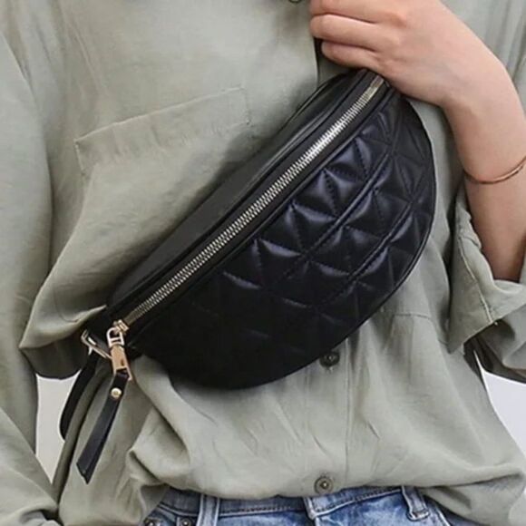 New Quilted Waist Bag Vegan Leather - Picture 1 of 5